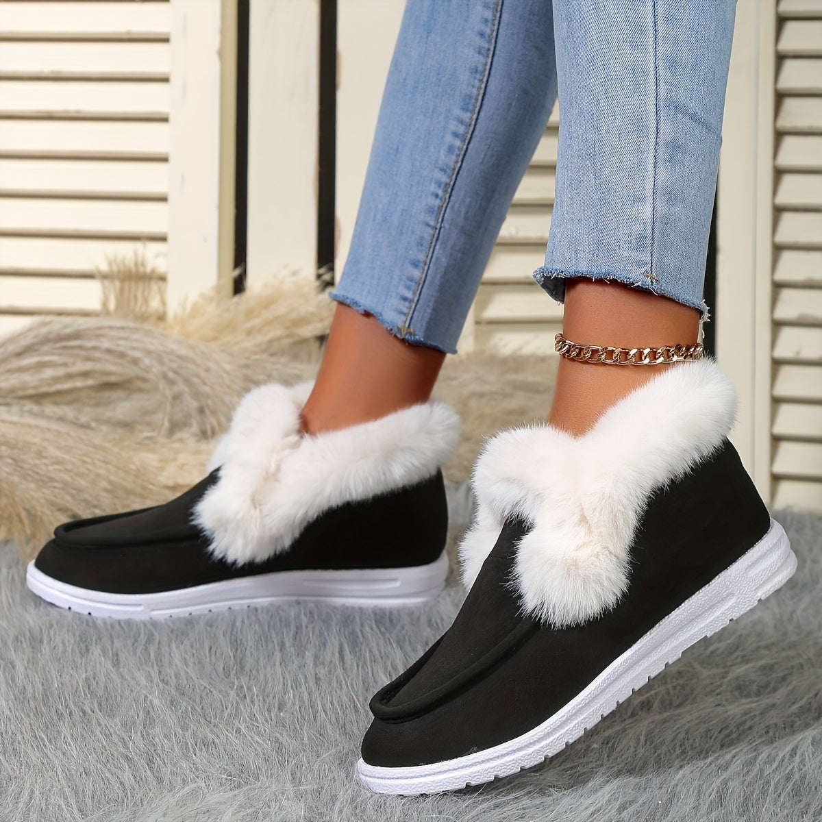Plush Thermal High Top Slip On Ankle Boots