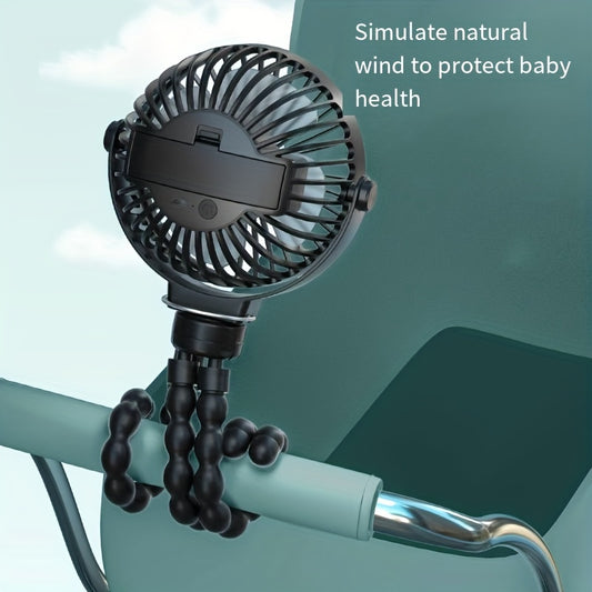Portable Fan with Removable Tripod for Baby Stroller & Car - USB Clip-on