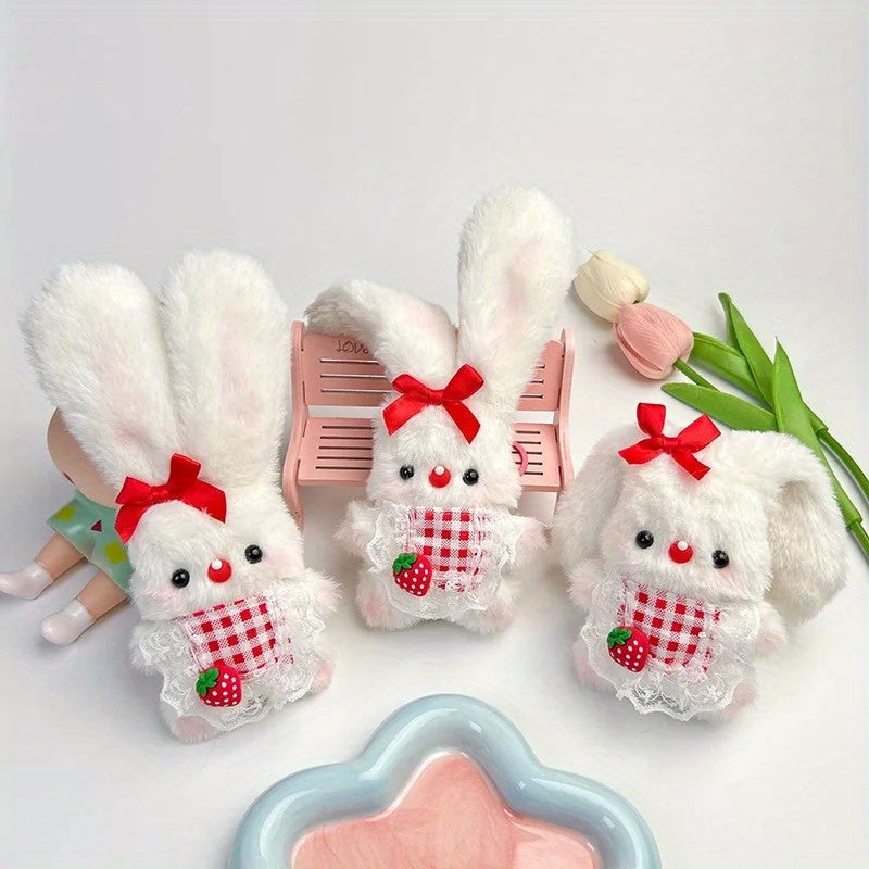 3pcs Rabbit Squeaking Plush Keychain Backpack Decor Dolls