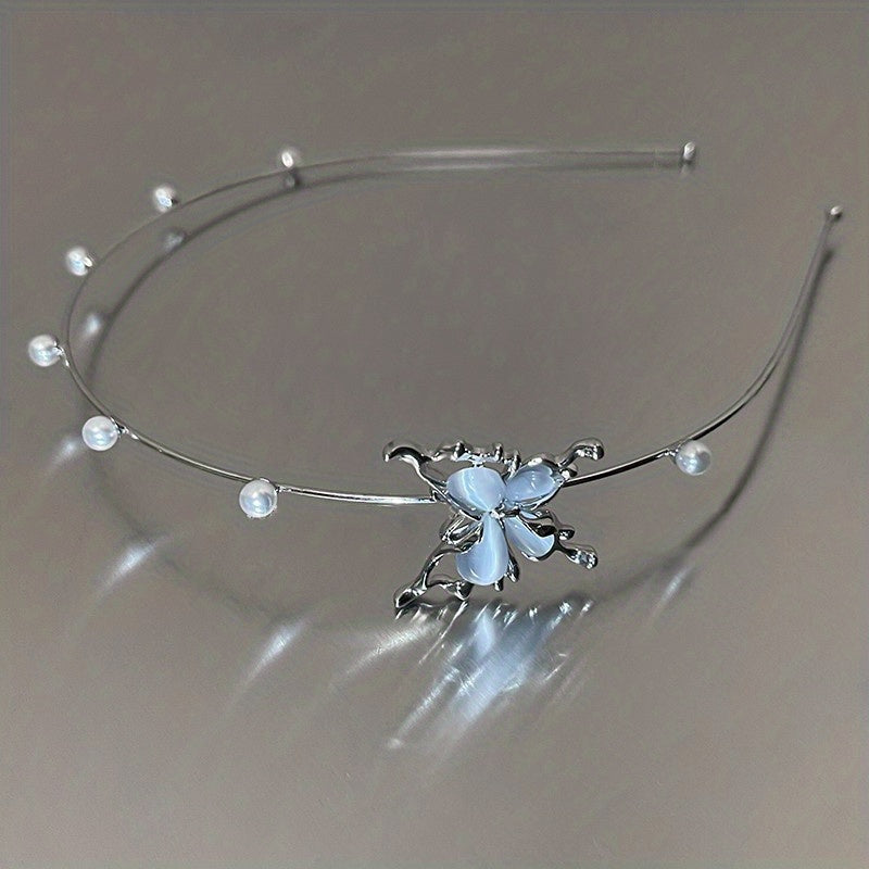 Butterfly Pearl Headband Light Headwear Y2K Hair Accessories