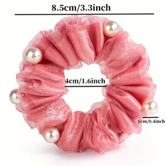Silk Yarn Beaded Scrunchie Hair Tie Hair Accessory