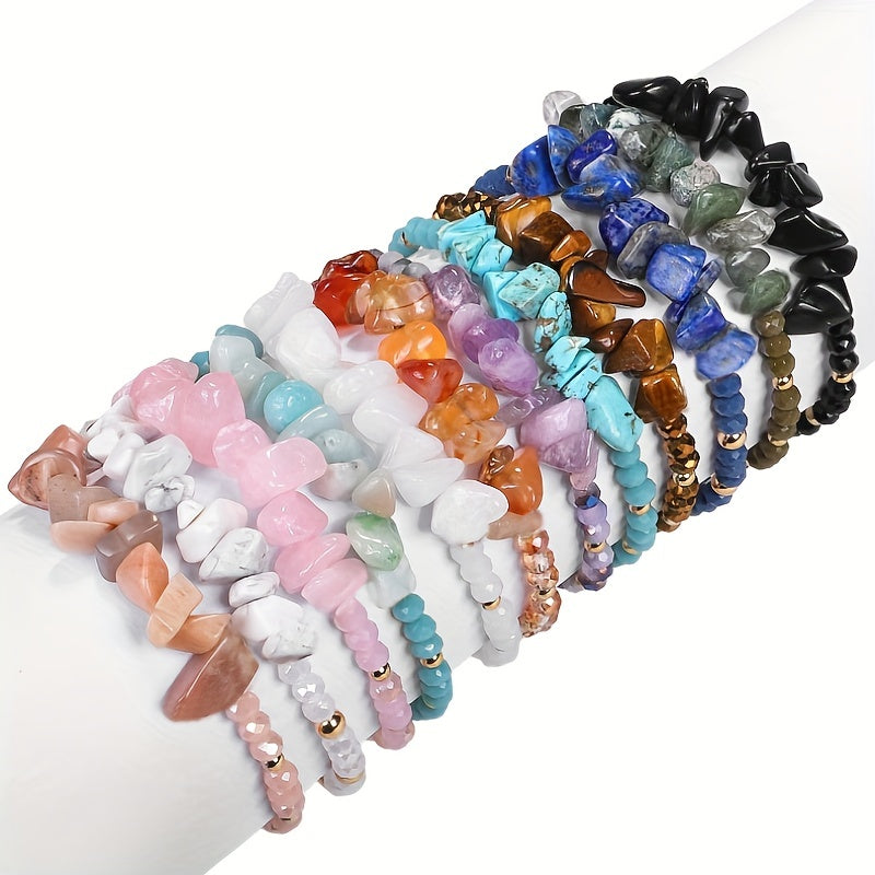 Colorful Crushed Stone Beads Braided Yoga Bracelet