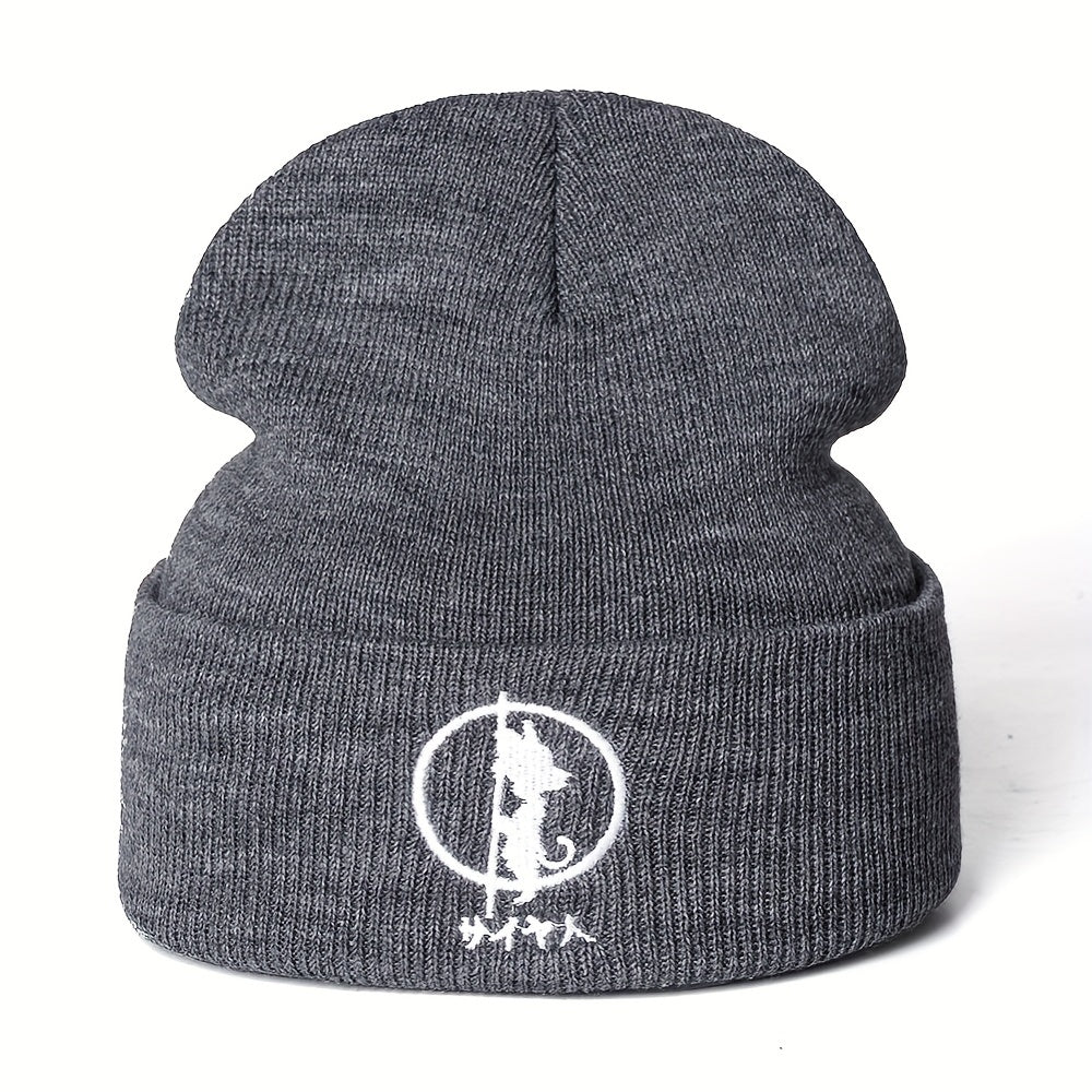 Embroidery Anime Cartoon Beanie Hat Knitted Warm Winter Hats