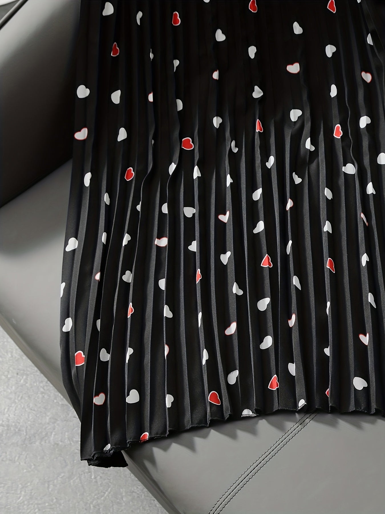  Heart Print Stretch Skirt