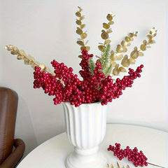 12pcs Artificial Red Berries Christmas Tree Decoration DIY Holiday Supplies