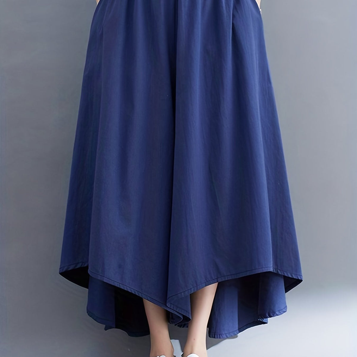 High Waist Wide Leg Pants Casual Elastic Solid Culottes Palazzo Pants