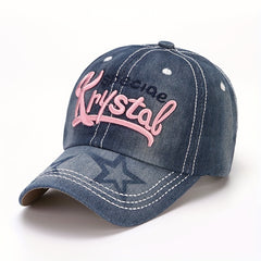 Pentagram Embroidery Distressed Baseball Cap