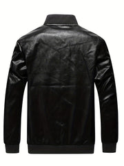 Men's Windproof PU Leather Jacket Outdoor Wear