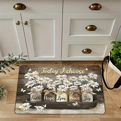 Flower Pattern Washable Floor Mat for Year Decor