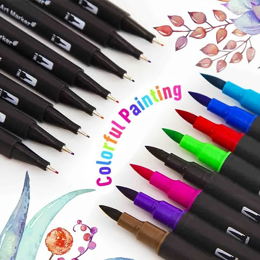 Watercolor Marker Set Dual Tip Brush Pens Fine Wide Non Toxic Ink