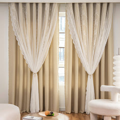 1pc Double Layer Blackout Curtains Bedroom Window Curtain with Hooks