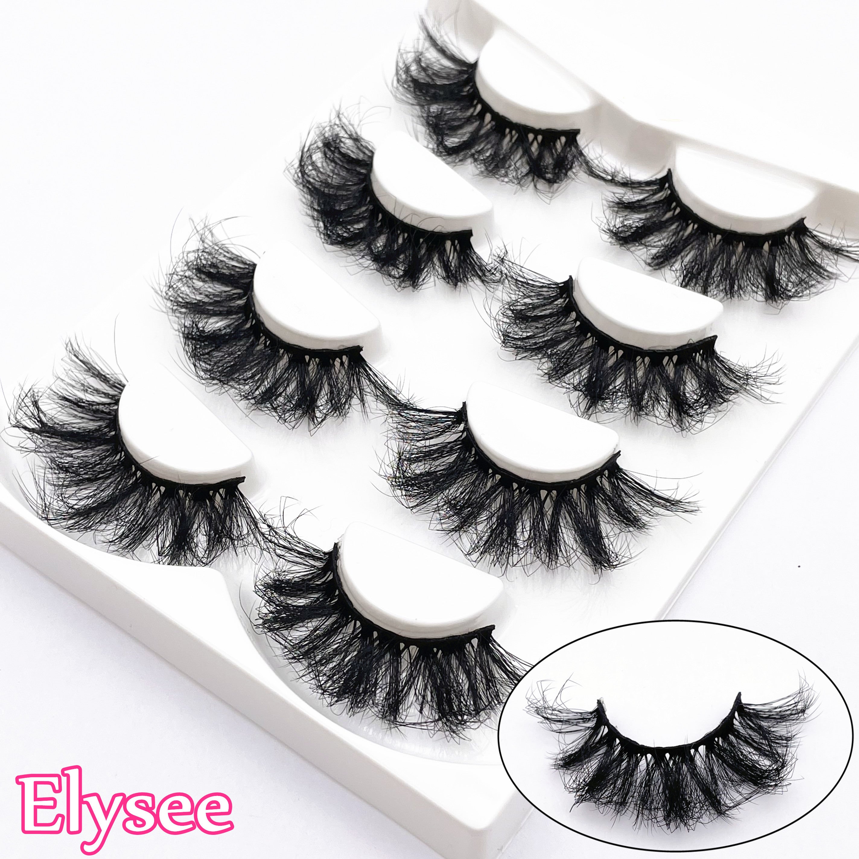 4 Pairs 25mm 5D Fluffy Natural Faux Mink Eyelash Extension