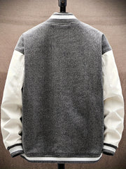 Talent Embroidery Varsity Jacket Men's Casual Block Button Up Jacket
