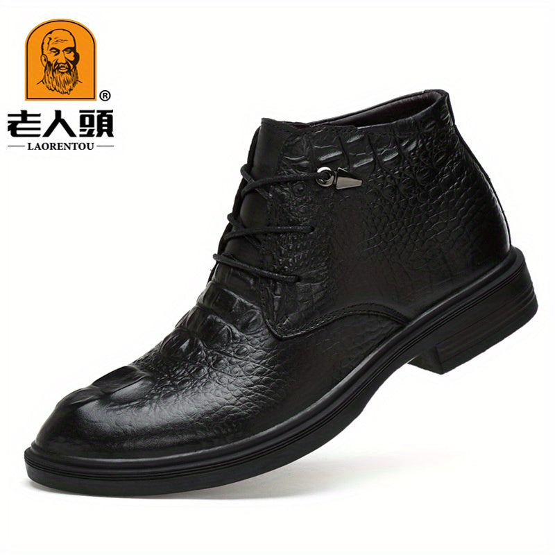 LAORENTOU Crocodile Embossed Oxford Boots