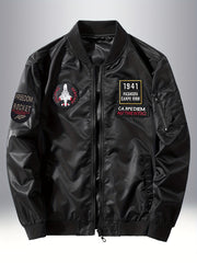 Men's Embroidered Waterproof Windproof Jacket Zipper Front