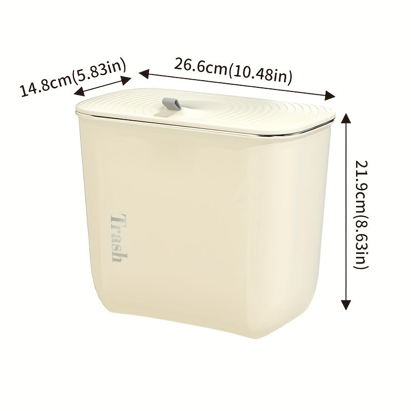 Closet Hanging Trash Can with Lid Household Rubbish Storage Bucket