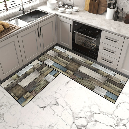 Quick Dry Anti Fatigue Shaggy Wood Print Area Rug, Non Slip Machine Washable