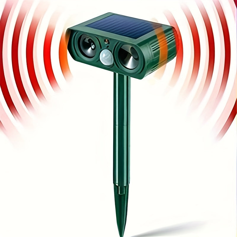 Outdoor Solar Ultrasonic Animal Repellent - Repels Mice, Birds, Dogs