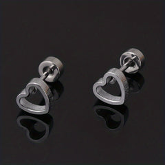 Men's Stainless Steel Stud Earrings Heart Moon Cone Leaf Ear Studs