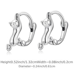 925 Silver Cat Ear Buckle Stretch Circle Stud Earrings