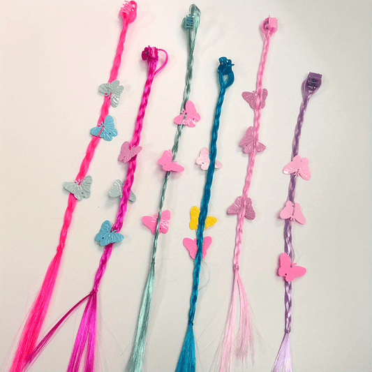 6pcs Y2K Braided Wig Hair Claw Clips Butterfly Decor Girls Hair Accessories