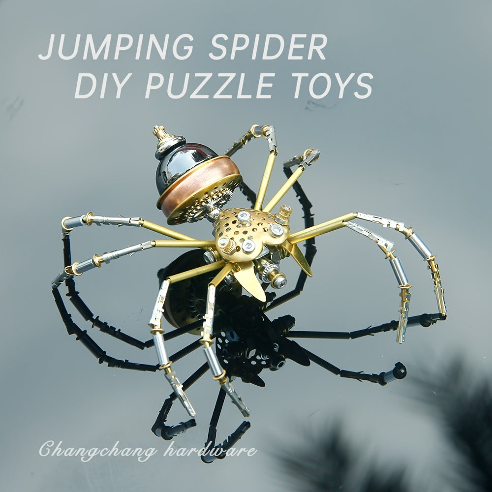 Steampunk Mechanical Puzzle Insect Jumping Spider Metal Assembly Crafts