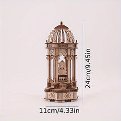 Natural Wood 3D Puzzle Music Box Handcrafted DIY Rotating Fairy Beige