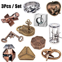 Metal Puzzle Set Brain Teaser IQ Challenge Game Gift