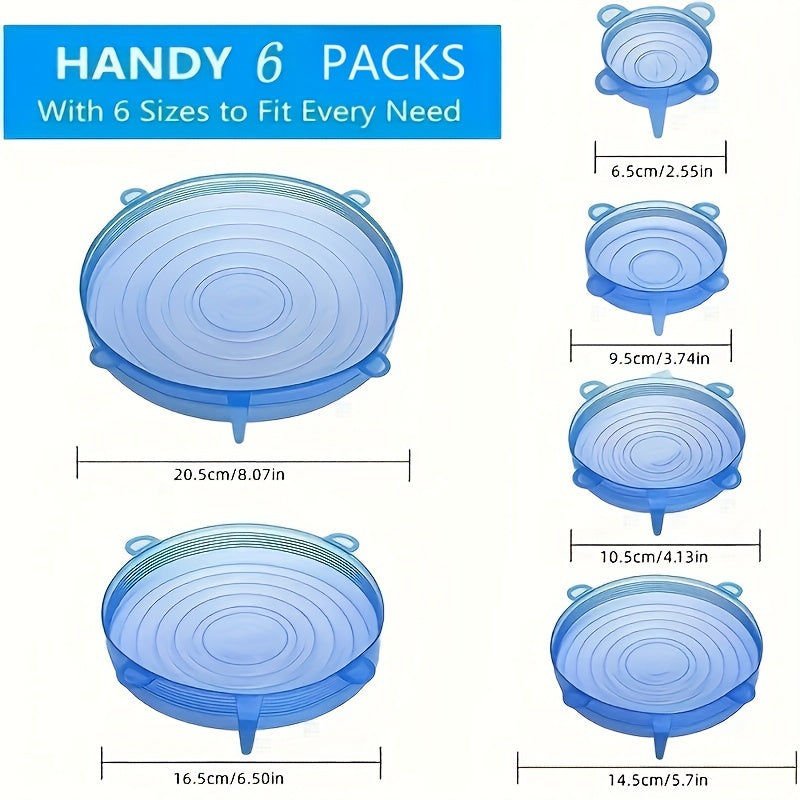 6pcs Reusable Silicone Stretch Lids Airtight Food Covers for Freshness