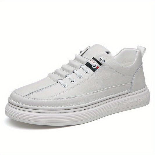 Men's Faux Leather Lace Up Skate Shoes Lightweight Comfy Non slip Sneakers