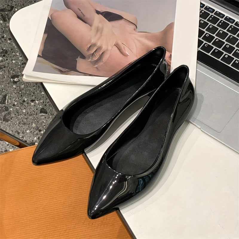 Women's PVC Flat Shoes Pointed Toe Slip On Jelly Flats
