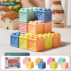 Soft Rubber Building Blocks for Infants, Colorful Stacking & Nesting Toys