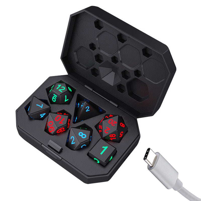 7pcs Rechargeable LED Metal Flashy Dices Halloween Thanksgiving Christmas Gift