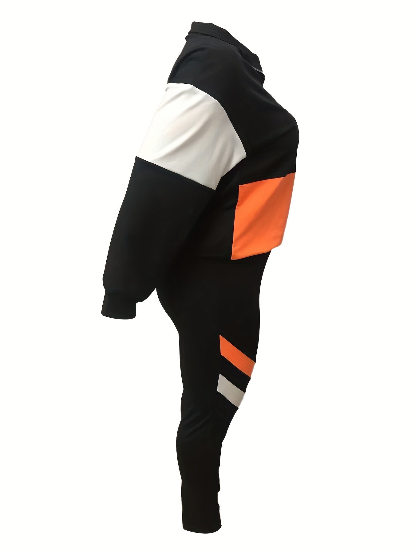  Colorblock Zipper Top & Leggings Set