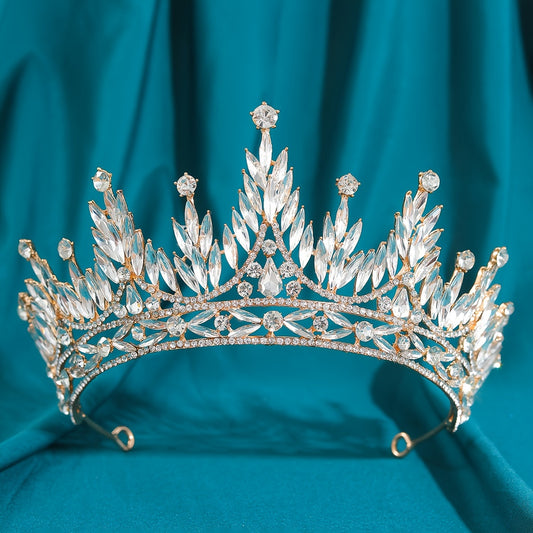 Vintage Multicolor Golden Wedding Crown Headband