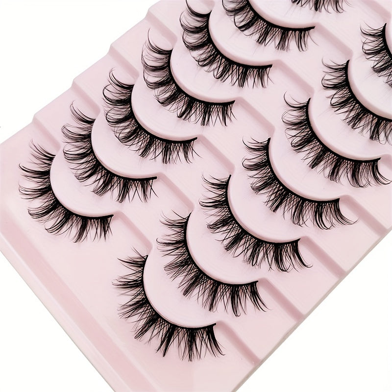 10 Pairs Cosplay False Eyelashes D Curl Natural Look Anime Makeup