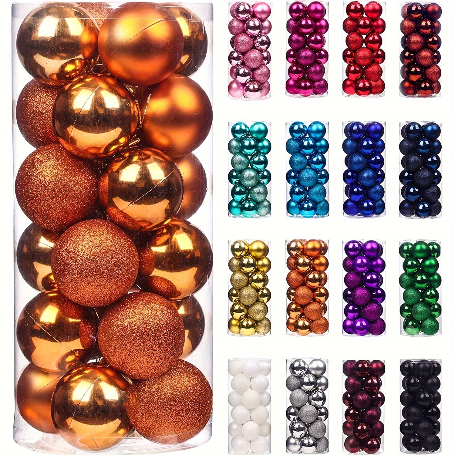 24pcs 30mm Christmas Balls Ornaments Small Assorted Decorations