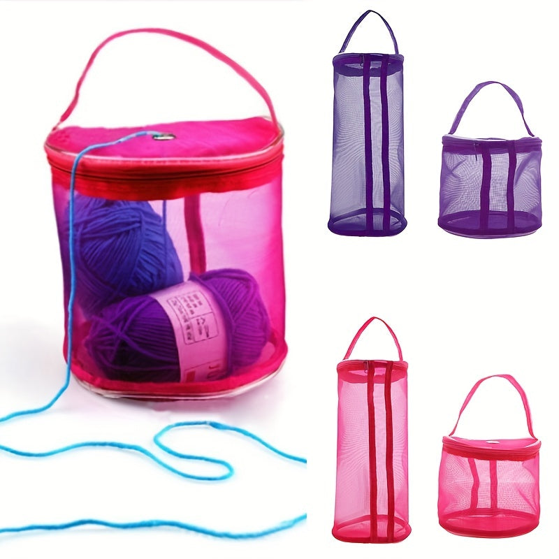 Yarn Storage Bag Crochet Knitting Organizer Zipper Mesh Hand Tool