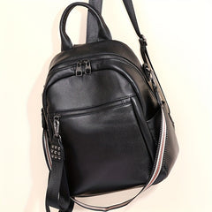 Large Capacity Leather Women's Handbag with Adjustable Strap & Zipper Pocket