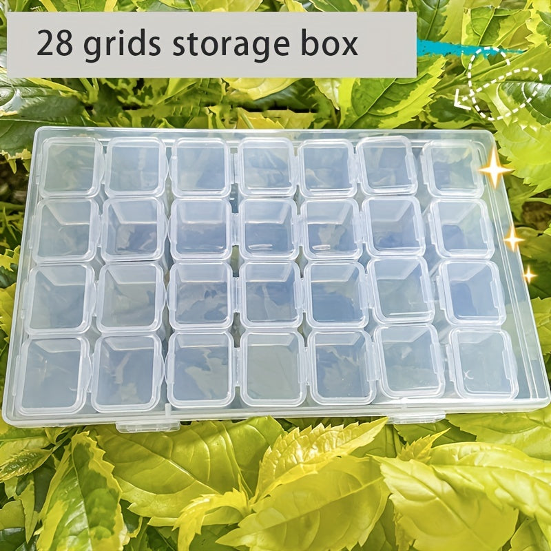 Clear Plastic Storage Box Nail Art Jewelry Case 28 Grids