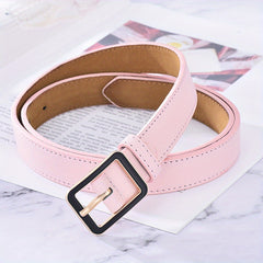 Solid PU Belt Classic Square Buckle Belt Casual Coat Girdle Jeans Pants Belt
