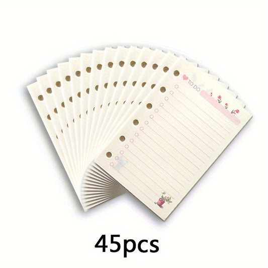 45pcs A7 Cartoon Notebook Refill Daily Planner 6 hole Loose leaf