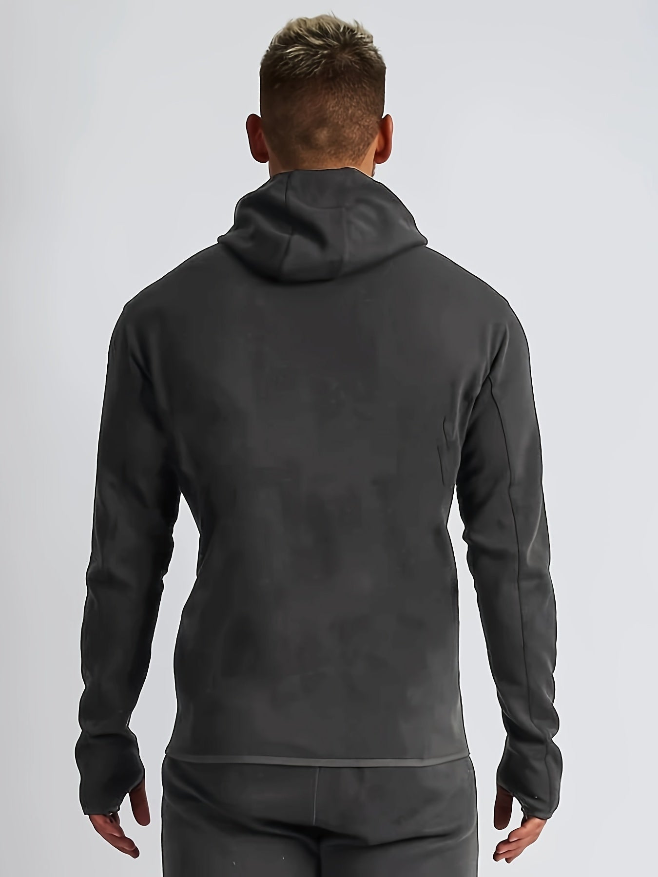 Men's Solid Hooded Zipper Jacket for Spring Autumn