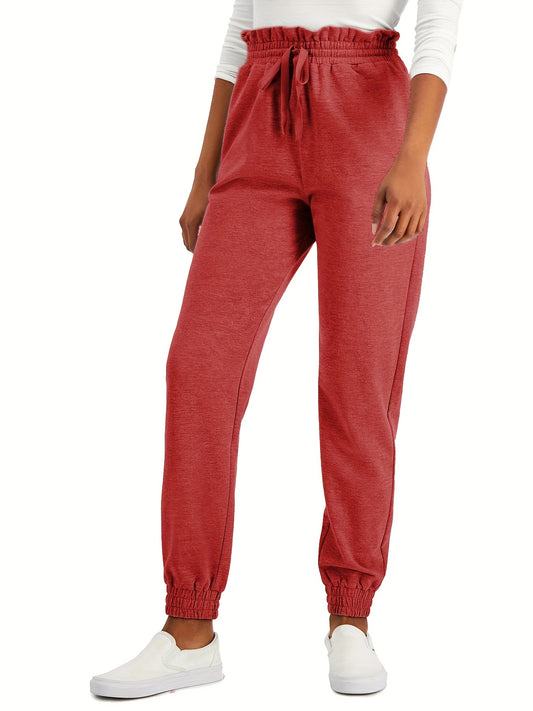 Solid Lace Up Jogging Pants Women's Fitness Yoga Running Pants