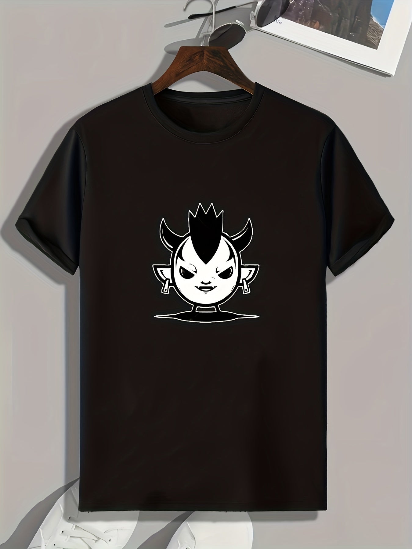 Demon Pattern Print Men's Comfy Sports T-shirt