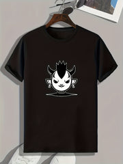 Demon Pattern Print Men's Comfy Sports T-shirt