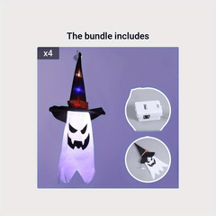 Halloween Glow Ghost Witch Hat Rope Scary Hanging Decorative Lights