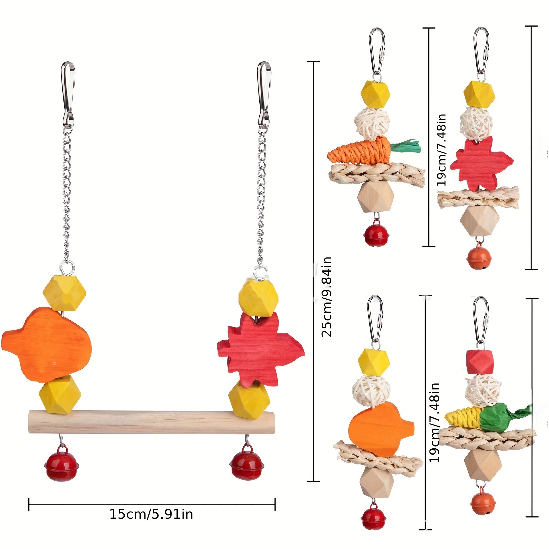 Parrot Chew Toys Bird Stand Swing Bite String Holiday Decoration Bell Hanging