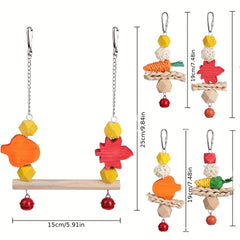 Parrot Chew Toys Bird Stand Swing Bite String Holiday Decoration Bell Hanging