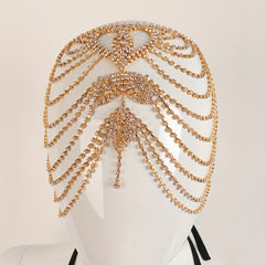 Rhinestone Hair Chain Jewelry Silver Headpiece Tassel Chain Headband